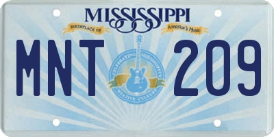 MS license plate MNT209