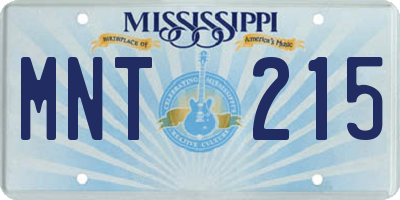 MS license plate MNT215