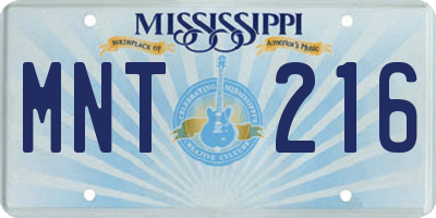 MS license plate MNT216