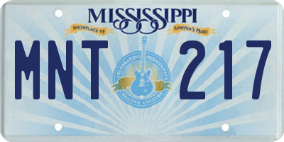 MS license plate MNT217