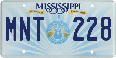 MS license plate MNT228