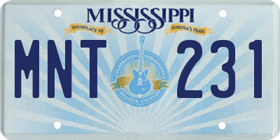 MS license plate MNT231