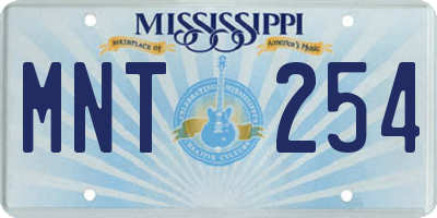 MS license plate MNT254