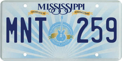 MS license plate MNT259