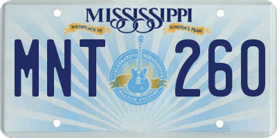 MS license plate MNT260