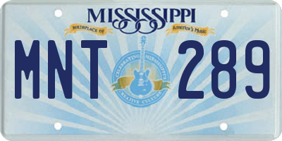 MS license plate MNT289
