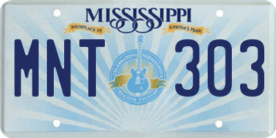 MS license plate MNT303