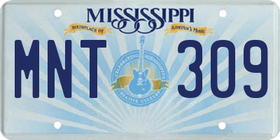 MS license plate MNT309