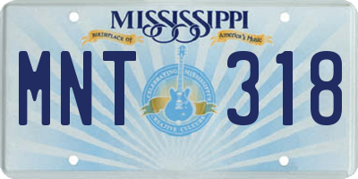 MS license plate MNT318
