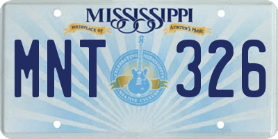 MS license plate MNT326