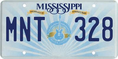 MS license plate MNT328