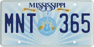 MS license plate MNT365