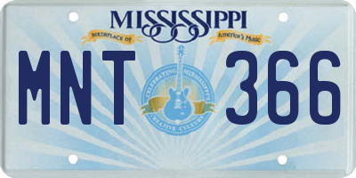 MS license plate MNT366