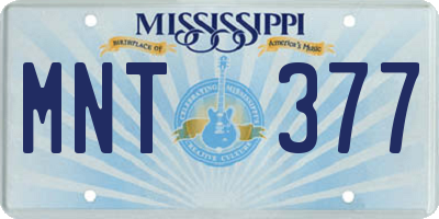 MS license plate MNT377