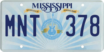 MS license plate MNT378