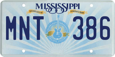 MS license plate MNT386