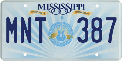 MS license plate MNT387