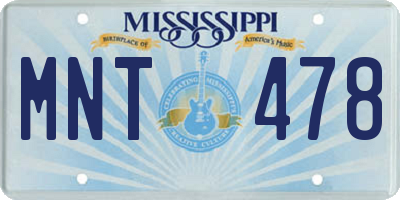 MS license plate MNT478