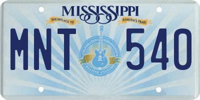 MS license plate MNT540