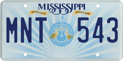 MS license plate MNT543