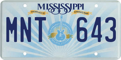 MS license plate MNT643