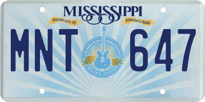 MS license plate MNT647