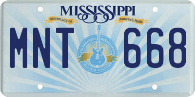MS license plate MNT668