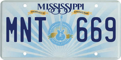 MS license plate MNT669