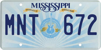 MS license plate MNT672