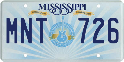 MS license plate MNT726