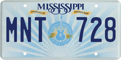 MS license plate MNT728