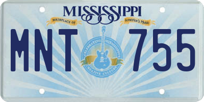 MS license plate MNT755
