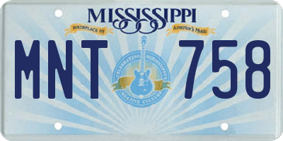 MS license plate MNT758