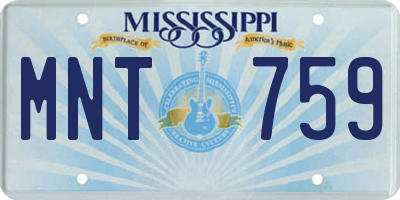 MS license plate MNT759