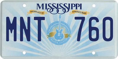 MS license plate MNT760