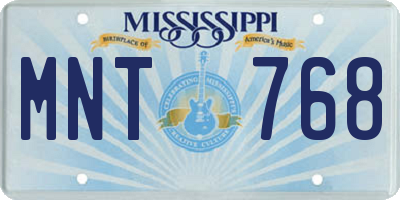 MS license plate MNT768