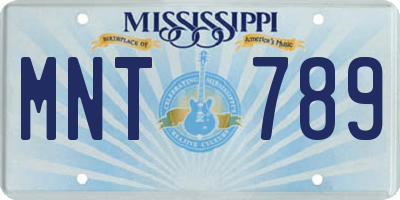 MS license plate MNT789