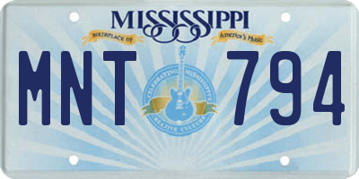MS license plate MNT794