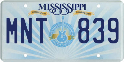 MS license plate MNT839