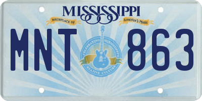 MS license plate MNT863