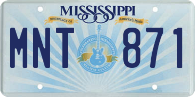 MS license plate MNT871