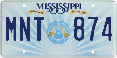 MS license plate MNT874