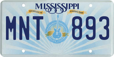 MS license plate MNT893