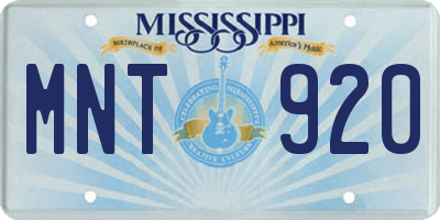 MS license plate MNT920