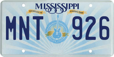 MS license plate MNT926