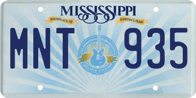 MS license plate MNT935