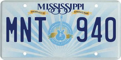 MS license plate MNT940