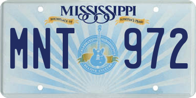MS license plate MNT972