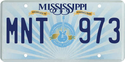 MS license plate MNT973