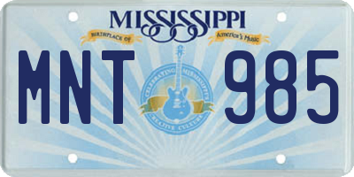 MS license plate MNT985